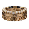 Vintage Crown Braided Bracelet Roman Letters