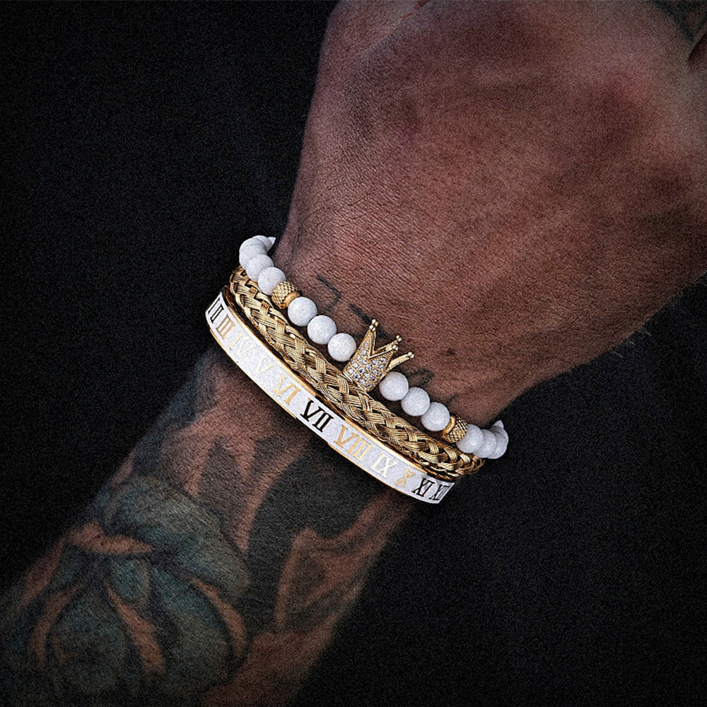 Crown With Roman Numerals Stainless Steel Bracelet