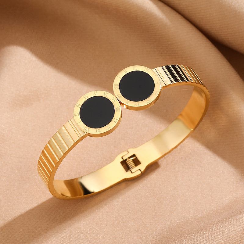Stainless Steel Colorfast Roman Numeral Bracelet