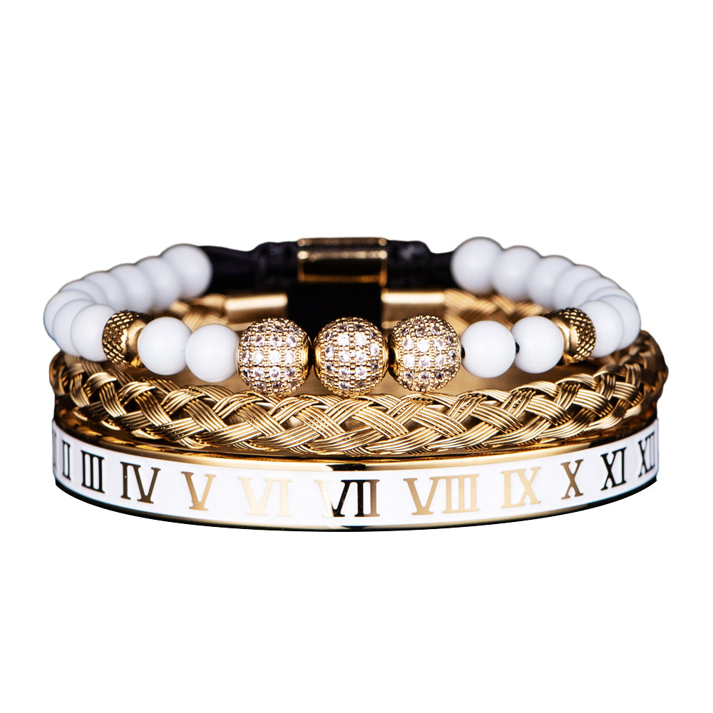Crown With Roman Numerals Stainless Steel Bracelet