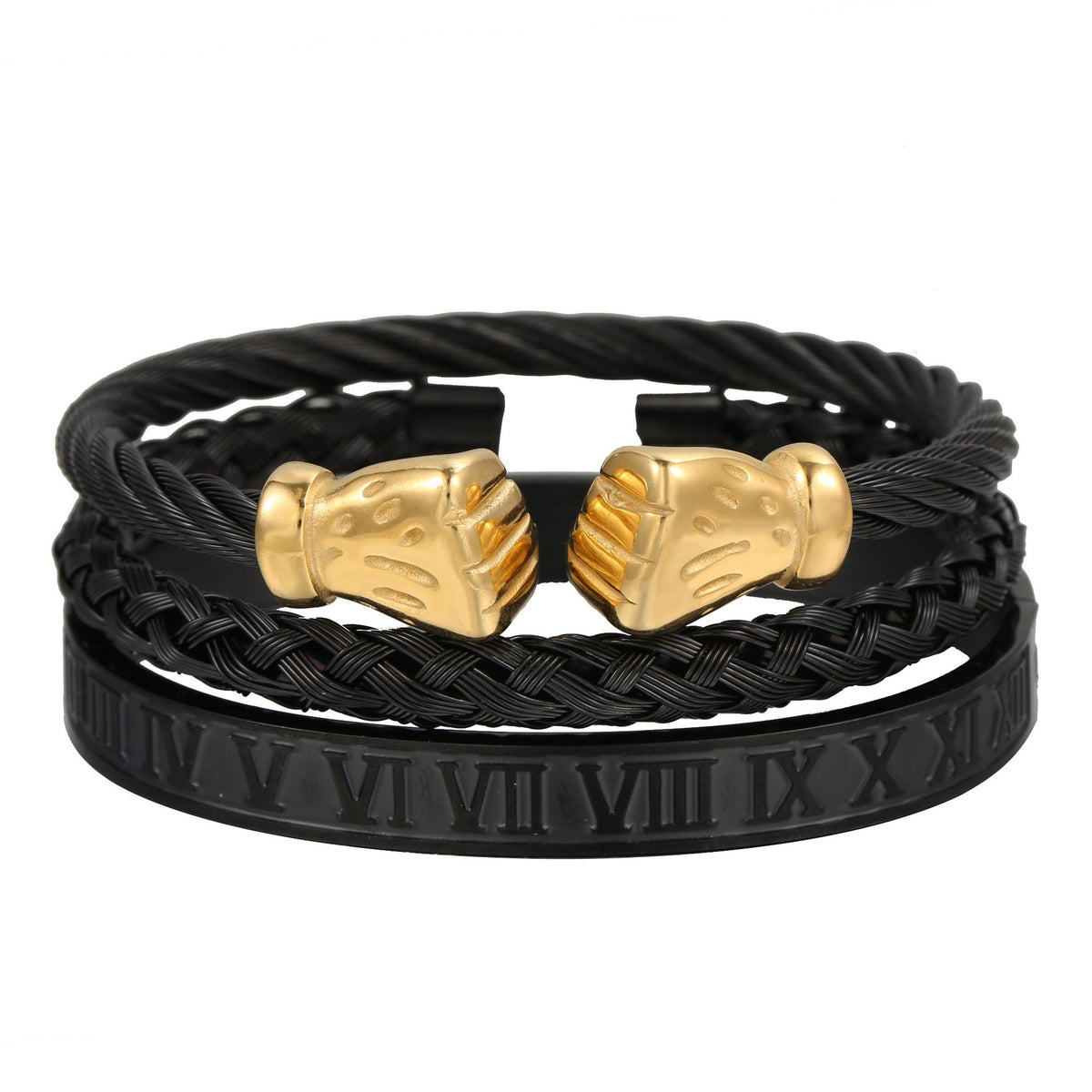 Stainless Steel Fist Bracelet Roman Numerals