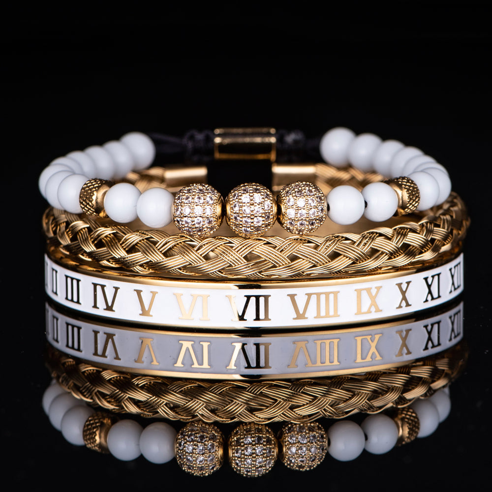 Crown With Roman Numerals Stainless Steel Bracelet