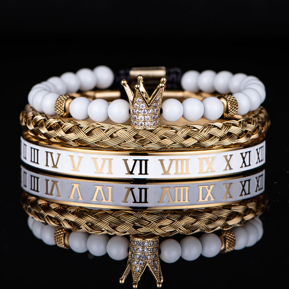 Crown With Roman Numerals Stainless Steel Bracelet