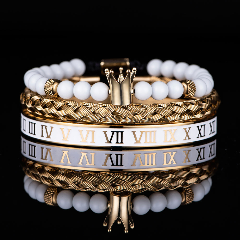 Crown With Roman Numerals Stainless Steel Bracelet