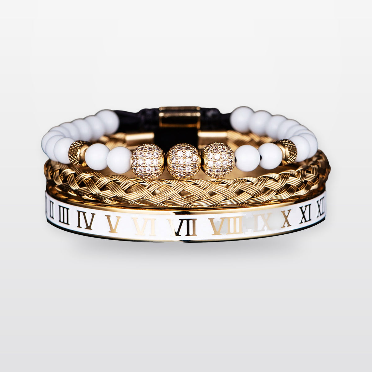Crown With Roman Numerals Stainless Steel Bracelet