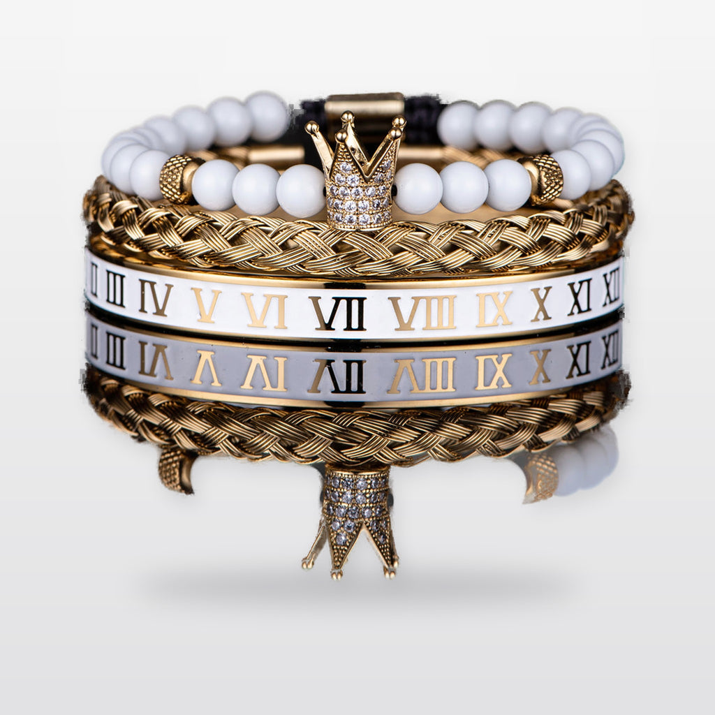 Crown With Roman Numerals Stainless Steel Bracelet