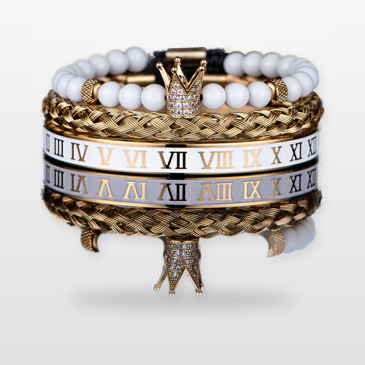 Crown With Roman Numerals Stainless Steel Bracelet