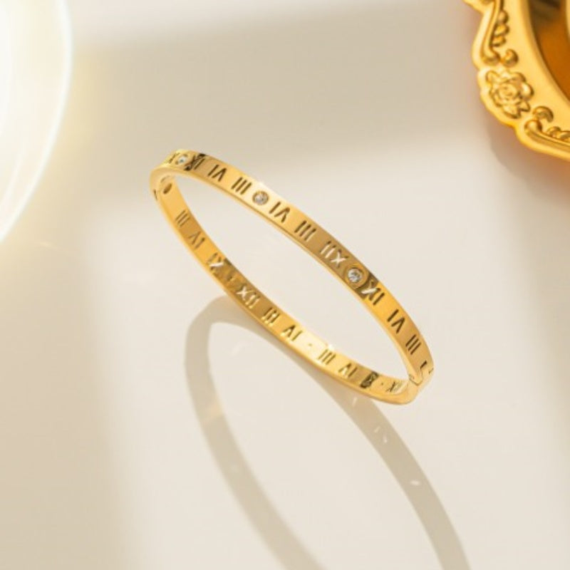 Roman Font Titanium Steel Bracelet