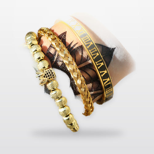 European And American Retro Easy Matching Crown Woven Brace Lace Bracelet Set Dripping Roman Letters Woven Stainless Steel Bracelet