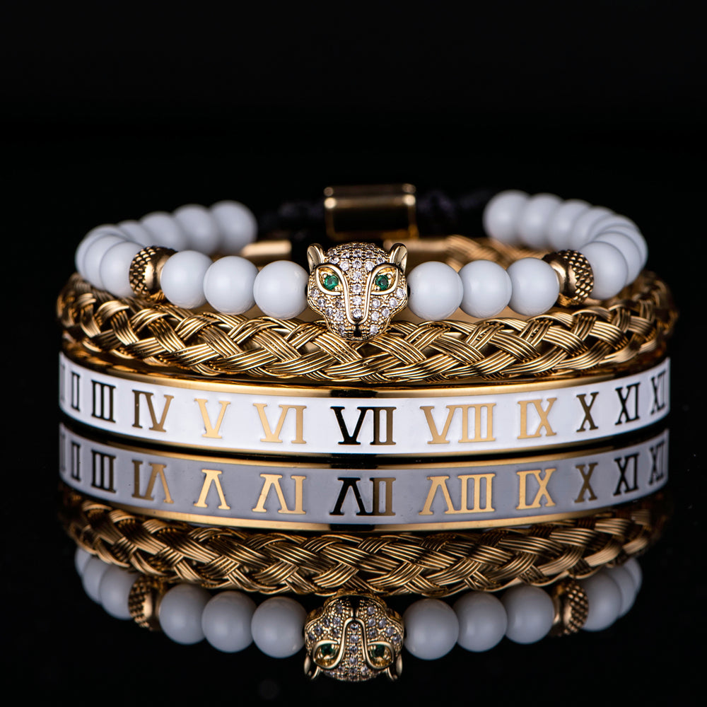 Crown With Roman Numerals Stainless Steel Bracelet